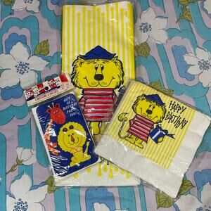 Vintage Birthday Lion Party Decor, 1970s Paper Novelty Items for Crafting